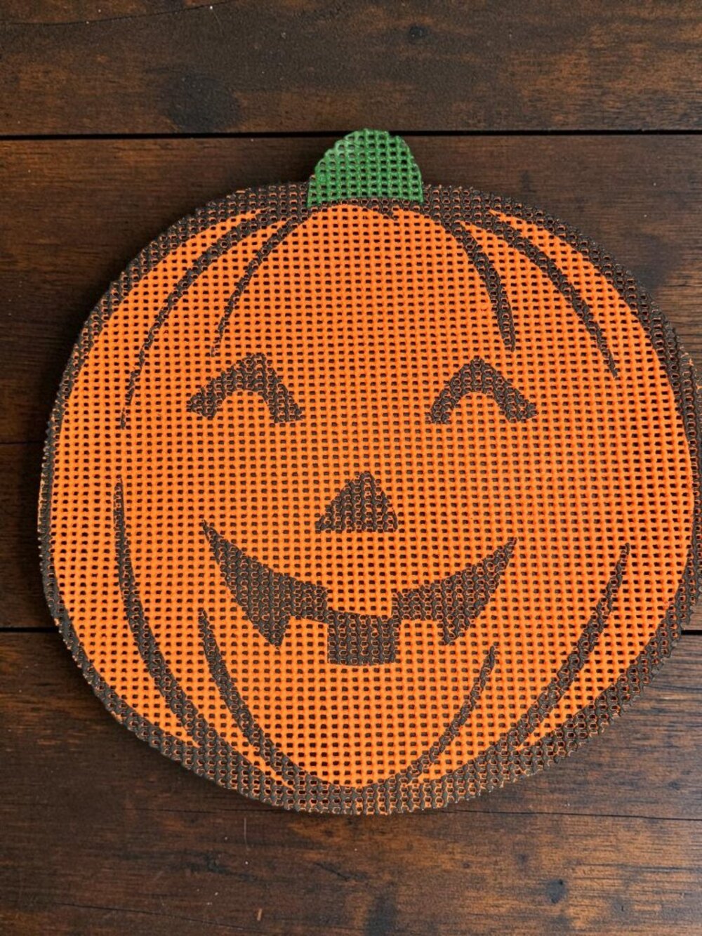 Pumpkin Shaped Plastic Rubber Canvas Halloween Decor Placemat With Smiling Jack-